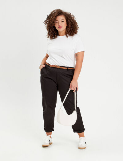 Pantalon chino 7/8ème noir femme