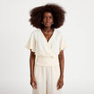 Blouse smock&eacute;e manches courtes ecru femme