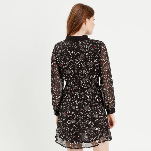 robe evasee col polo noir femme Robe évasée col polo noir femme