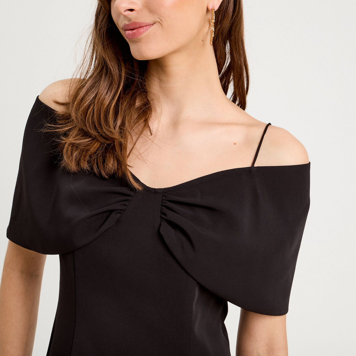 Robe droite bretelles noir femme
