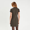 Robe évasée manches courtes noir femme