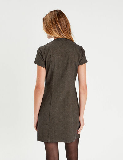 Robe évasée manches courtes noir femme