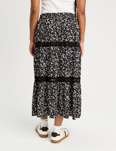Jupe longue évasée noir femme