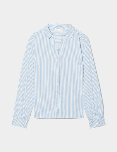 Chemise manches longues bleu ciel femme