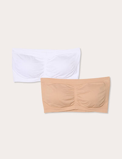 Lot 2 soutiens-gorge bandeau marron clair femme
