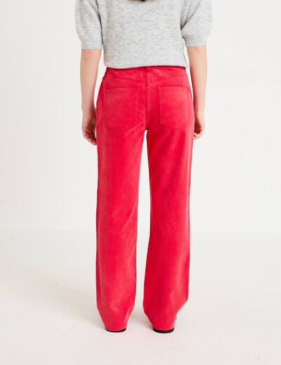 Pantalon droit en velours rouge femme