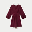 Robe courte &eacute;vas&eacute;e col v manches 3/4 bordeaux femme