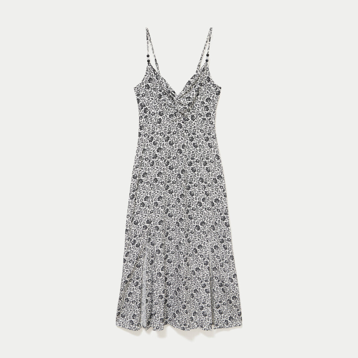 Robe longue d&eacute;collet&eacute; &agrave; fines bretelles blanc femme