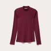 T-shirt manches longues c&ocirc;tel&eacute; bordeaux femme