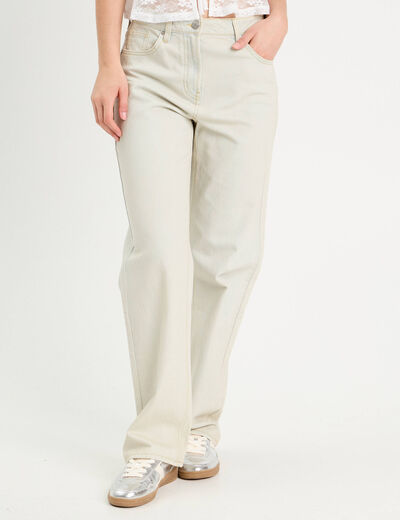 Jeans droit 5 poches denim bleach femme