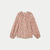 Blouse ample col v manches longues blanc femme