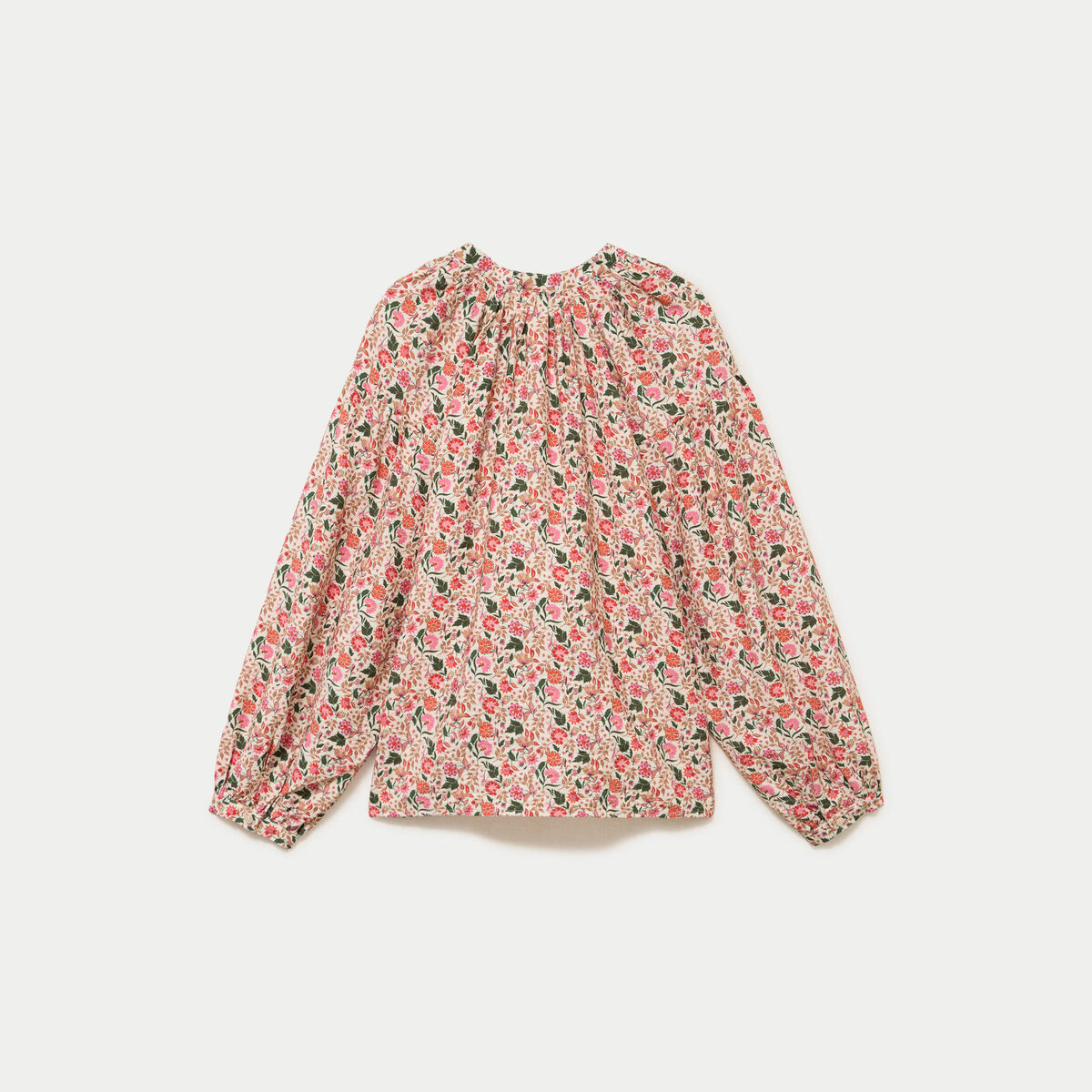 Blouse ample col v manches longues blanc femme