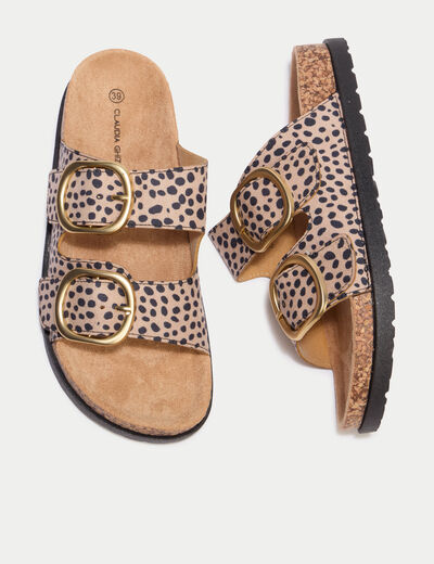 Mules &agrave; sangle aspect daim noir femme