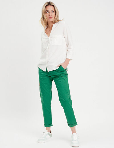 Chemise manches 3/4 contenant du lin ecru femme