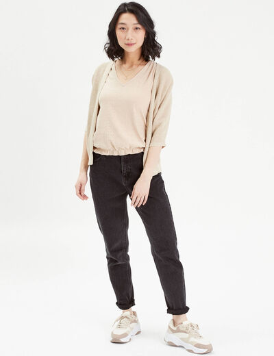 Gilet manches 3/4 beige femme