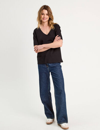 T-shirt manches courtes noir femme