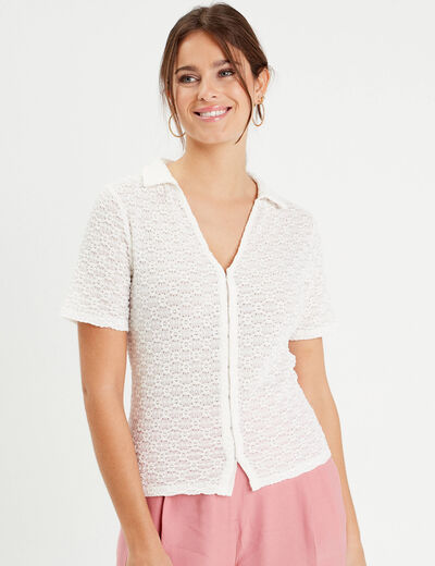 Chemise manches courtes ecru femme