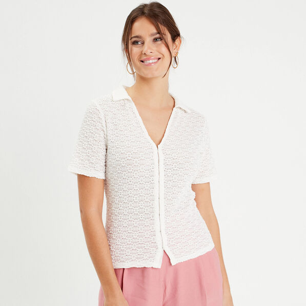 chemise manches courtes ecru femme Chemise manches courtes ecru femme