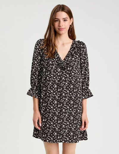 Robe droite manches 3/4 blanc femme