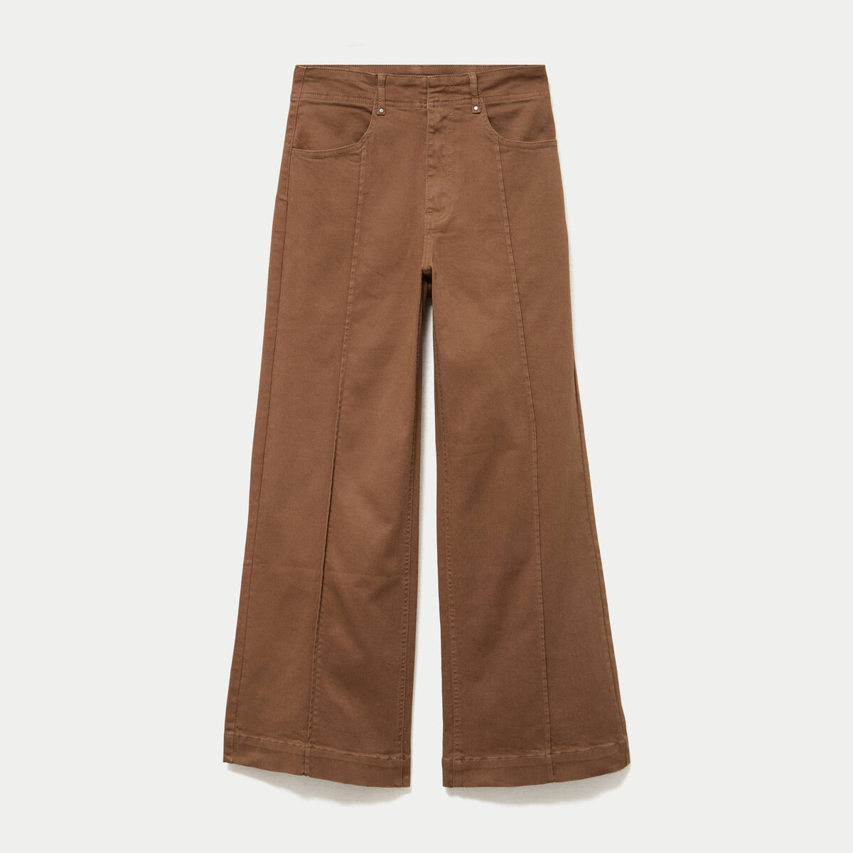 Pantalon bootcut taille basse en jean marron femme