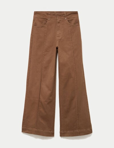 Pantalon bootcut taille basse en jean marron femme