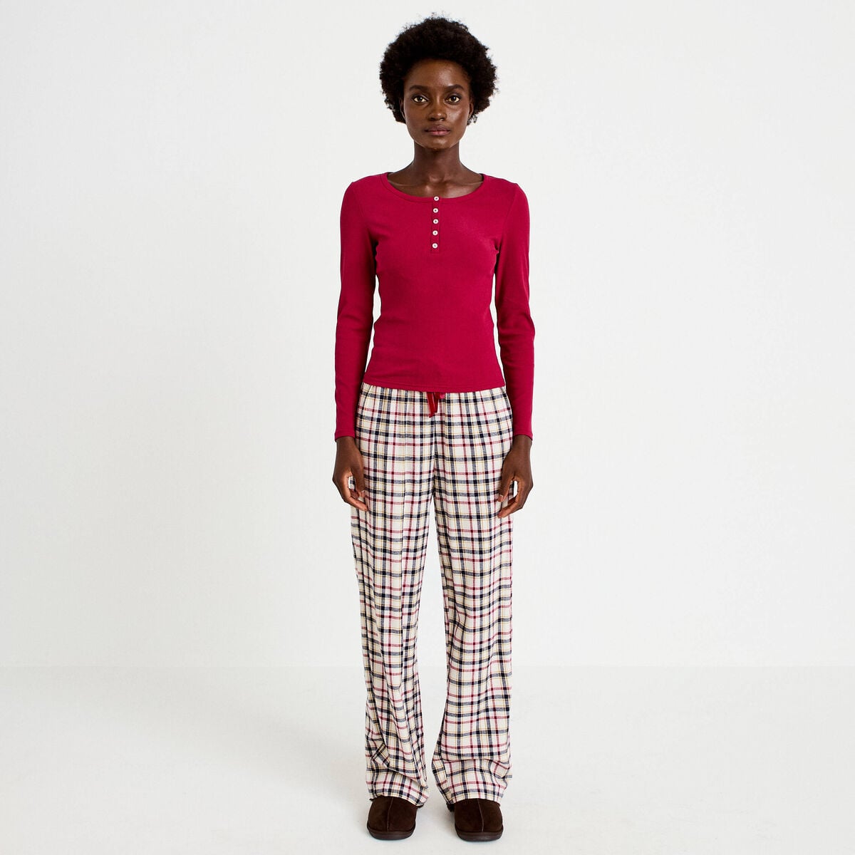 Lot de 2 pyjamas manches longues rouge femme