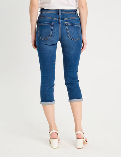 Pantacourt slim en jean denim stone femme