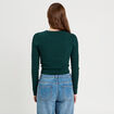Pull torsades vert foncé femme