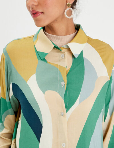 Chemise manches longues vert femme