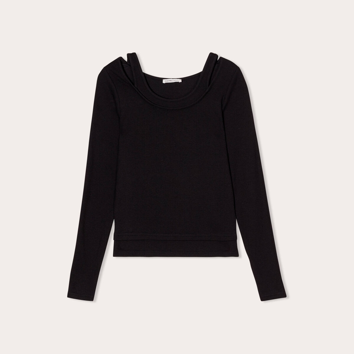 T-shirt manches longues 2-en-1 noir femme