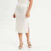 Jupe midi droite crochet ecru femme