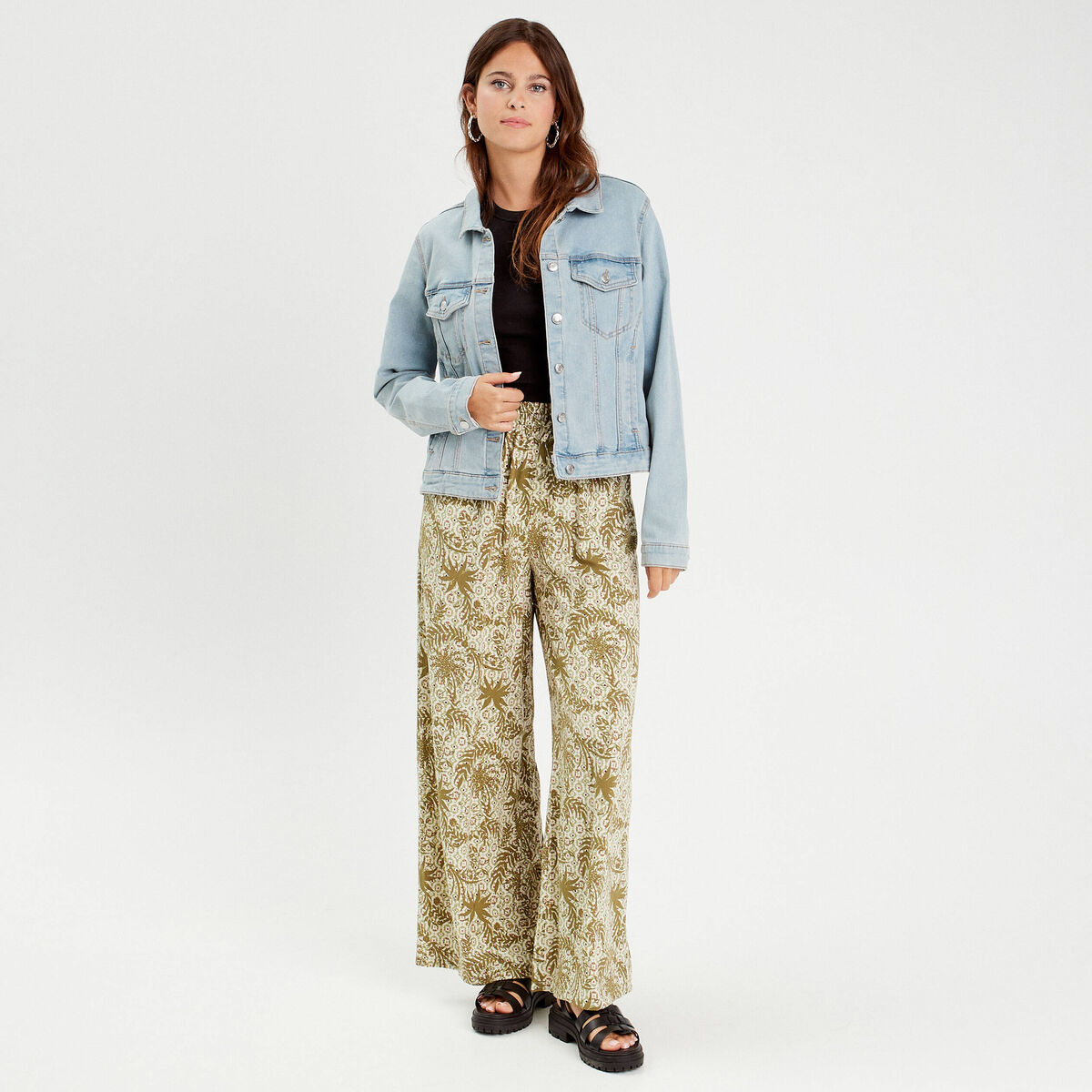 Pantalon large fluide blanc femme