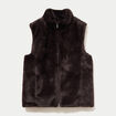 Veste sans manches fermeture zipp&eacute;e marron fonc&eacute; femme