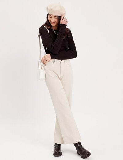 Pull col rond noir femme