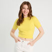 Pull manches courtes jaune pastel femme
