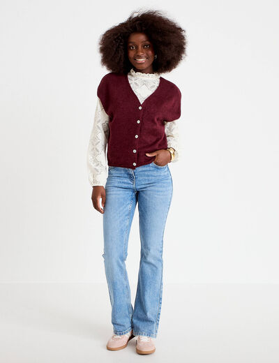 Gilet sans manches bordeaux femme