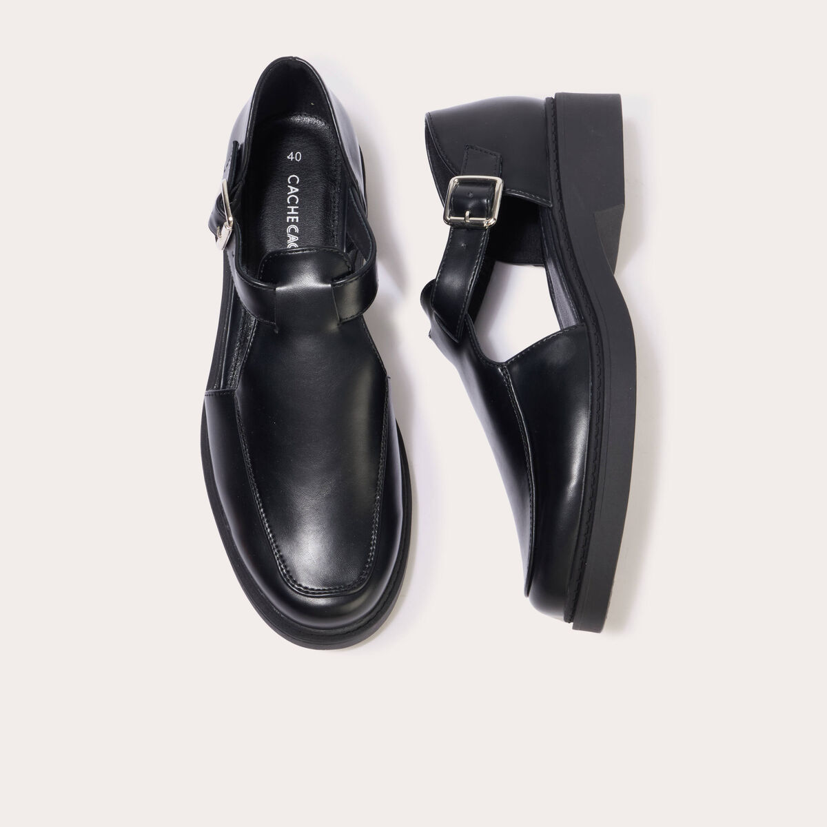 Derbies denim noir enduit femme