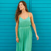 Robe &eacute;vas&eacute;e 3/4 col v bretelles vert femme