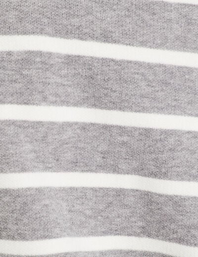 Pull manches longues col polo gris clair femme