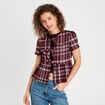 Blouse avec noeuds bordeaux femme
