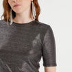T-shirt paillettes gris argent femme