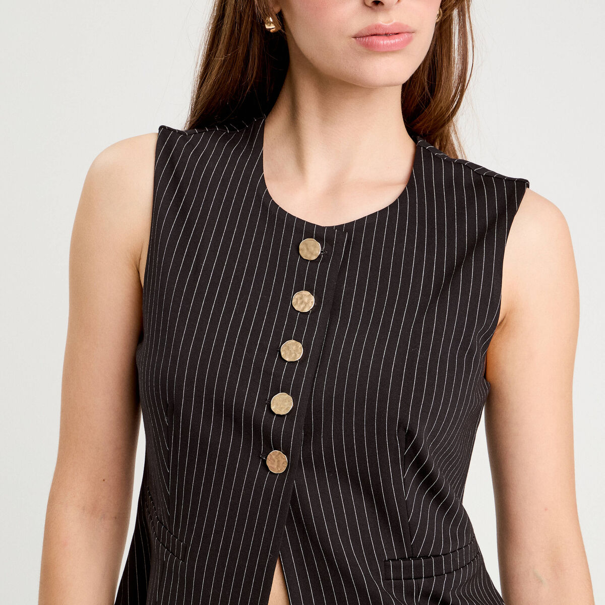 Veston sans manches noir femme