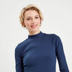 T-shirt manches longues côtelé bleu foncé femme