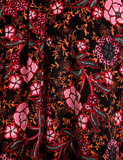 Jupe longue &eacute;vas&eacute;e satin&eacute;e noir femme