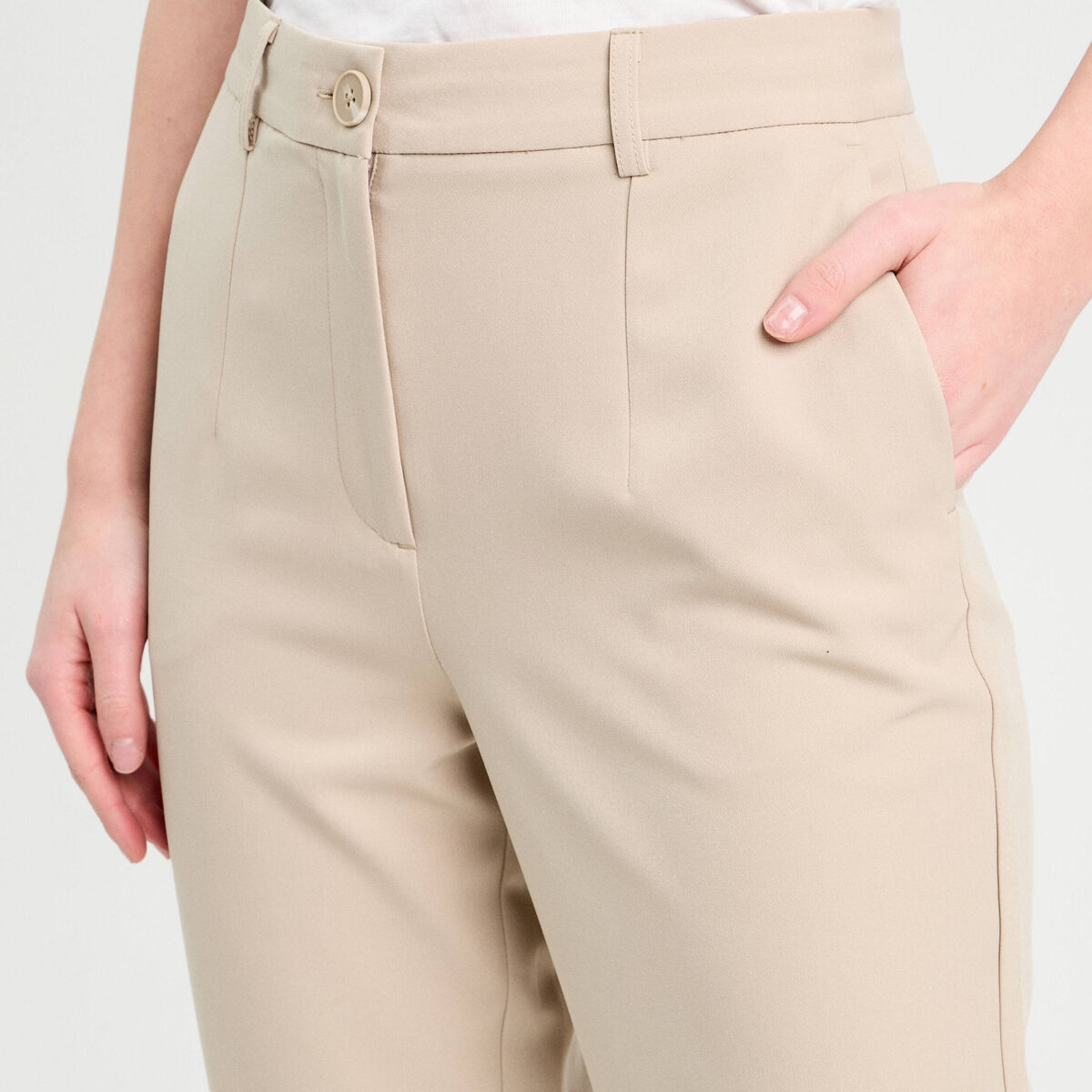 Pantalon carotte taupe femme