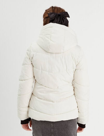 Doudoune doublée à capuche ecru femme