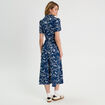 Robe chemise longue ceinturée bleu marine femme