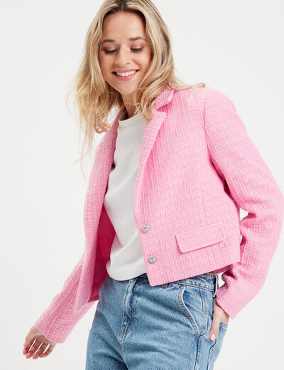 Veste blazer cintrée rose clair femme