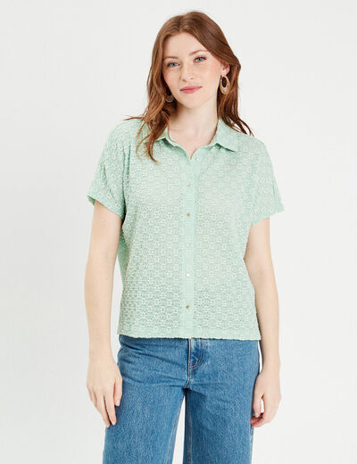 Blouse manches courtes vert clair femme