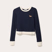 T-shirt cropped 2-en-1 bleu marine femme